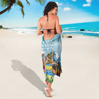 Hawaii Outrigger Canoe Race Sarong Polynesian Style Watercolor Style