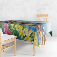 Hawaii Outrigger Canoe Race Tablecloth Polynesian Style Watercolor Style