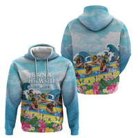 Hawaii Outrigger Canoe Race Zip Hoodie Polynesian Style Watercolor Style