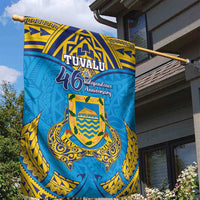 Tuvalu Independence Day Garden Flag Coat Of Arms With Polynesian Dolphin Tattoo