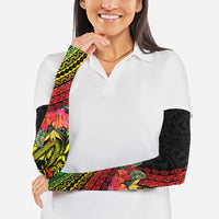 Retro Hawaiian Singer Arm Sleeves Polynesian Style Tropical Flowers