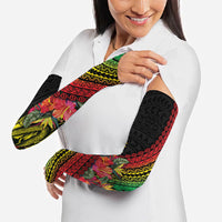 Retro Hawaiian Singer Arm Sleeves Polynesian Style Tropical Flowers