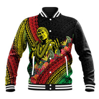 Retro Hawaiian Singer Baseball Jacket Polynesian Style Tropical Flowers