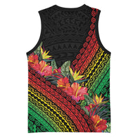 Retro Hawaiian Singer Basketball Jersey Polynesian Style Tropical Flowers