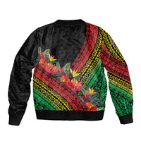 Retro Hawaiian Singer Bomber Jacket Polynesian Style Tropical Flowers