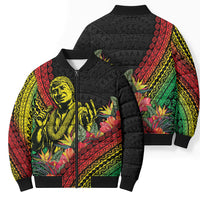 Retro Hawaiian Singer Bomber Puffer Jacket Polynesian Style Tropical Flowers