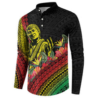 Retro Hawaiian Singer Button Sweatshirt Polynesian Style Tropical Flowers