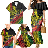 Retro Hawaiian Singer Family Matching Mermaid Dress and Hawaiian Shirt Polynesian Style Tropical Flowers