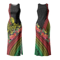 Retro Hawaiian Singer Family Matching Tank Maxi Dress and Hawaiian Shirt Polynesian Style Tropical Flowers