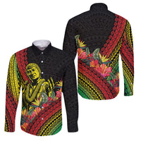 Retro Hawaiian Singer Family Matching Tank Maxi Dress and Hawaiian Shirt Polynesian Style Tropical Flowers