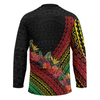 Retro Hawaiian Singer Hockey Jersey Polynesian Style Tropical Flowers