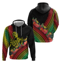 Retro Hawaiian Singer Hoodie Polynesian Style Tropical Flowers