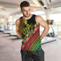Retro Hawaiian Singer Men Tank Top Polynesian Style Tropical Flowers