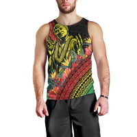 Retro Hawaiian Singer Men Tank Top Polynesian Style Tropical Flowers