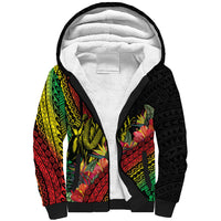 Retro Hawaiian Singer Sherpa Hoodie Polynesian Style Tropical Flowers