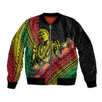 Retro Hawaiian Singer Sleeve Zip Bomber Jacket Polynesian Style Tropical Flowers