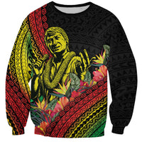 Retro Hawaiian Singer Sweatshirt Polynesian Style Tropical Flowers