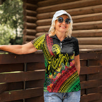 Retro Hawaiian Singer Women Polo Shirt Polynesian Style Tropical Flowers