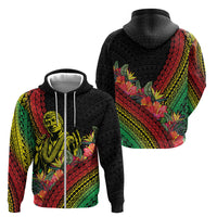 Retro Hawaiian Singer Zip Hoodie Polynesian Style Tropical Flowers