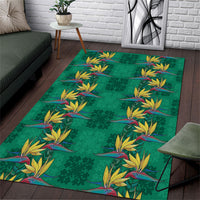 Hawaii Waikiki King Area Rug Green Quilt With Pua Manu