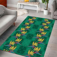 Hawaii Waikiki King Area Rug Green Quilt With Pua Manu