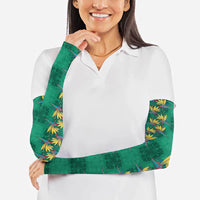 Hawaii Waikiki King Arm Sleeves Green Quilt With Pua Manu