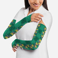 Hawaii Waikiki King Arm Sleeves Green Quilt With Pua Manu