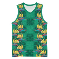 Hawaii Waikiki King Basketball Jersey Green Quilt With Pua Manu
