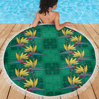 Hawaii Waikiki King Beach Blanket Green Quilt With Pua Manu