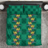Hawaii Waikiki King Bedding Set Green Quilt With Pua Manu