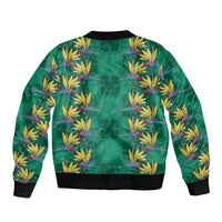 Hawaii Waikiki King Bomber Jacket Green Quilt With Pua Manu