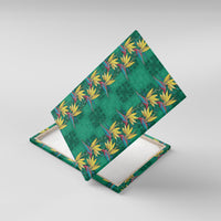 Hawaii Waikiki King Canvas Wall Art Green Quilt With Pua Manu