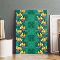 Hawaii Waikiki King Canvas Wall Art Green Quilt With Pua Manu