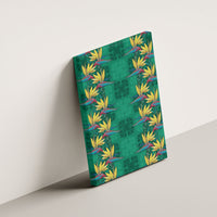 Hawaii Waikiki King Canvas Wall Art Green Quilt With Pua Manu