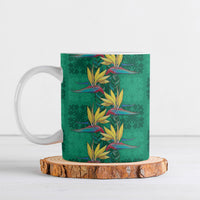 Hawaii Waikiki King Ceramic Mug Green Quilt With Pua Manu