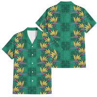 Hawaii Waikiki King Family Matching Puletasi and Hawaiian Shirt Green Quilt With Pua Manu