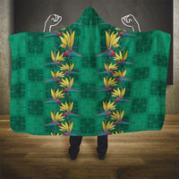 Hawaii Waikiki King Hooded Blanket Green Quilt With Pua Manu