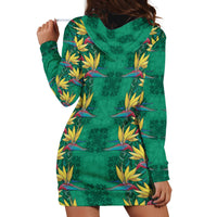 Hawaii Waikiki King Hoodie Dress Green Quilt With Pua Manu