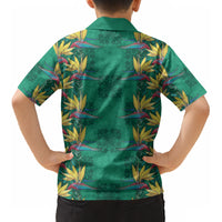 Hawaii Waikiki King Kid Hawaiian Shirt Green Quilt With Pua Manu
