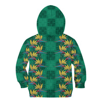 Hawaii Waikiki King Kid Hoodie Green Quilt With Pua Manu