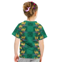 Hawaii Waikiki King Kid T Shirt Green Quilt With Pua Manu