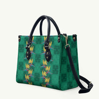 Hawaii Waikiki King Leather Bag Green Quilt With Pua Manu