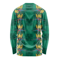 Hawaii Waikiki King Long Sleeve Shirt Green Quilt With Pua Manu