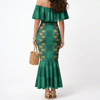 Hawaii Waikiki King Mermaid Dress Green Quilt With Pua Manu