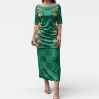 Hawaii Waikiki King Puletasi Green Quilt With Pua Manu