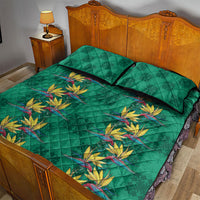 Hawaii Waikiki King Quilt Bed Set Green Quilt With Pua Manu