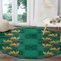 Hawaii Waikiki King Round Carpet Green Quilt With Pua Manu