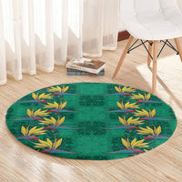 Hawaii Waikiki King Round Carpet Green Quilt With Pua Manu