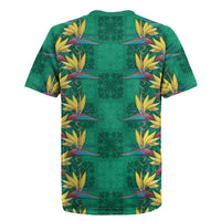 Hawaii Waikiki King Rugby Jersey Green Quilt With Pua Manu