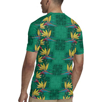 Hawaii Waikiki King Rugby Jersey Green Quilt With Pua Manu